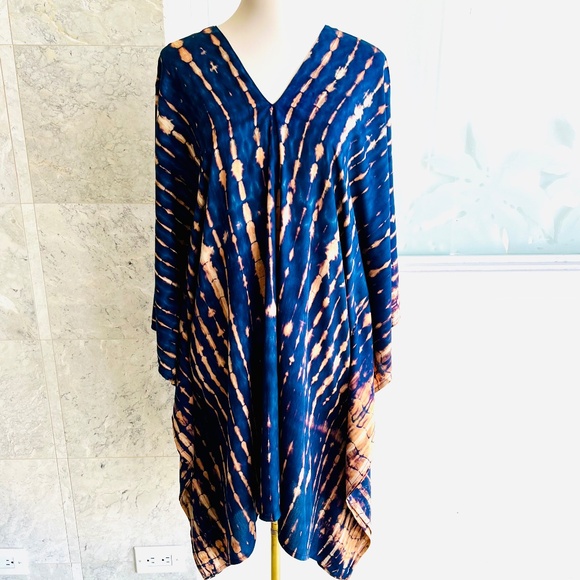0028/ Indigo Blue Short kaftan, Mini caftan - Picture 4 of 7